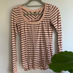 free people | pink and maroon striped shirt